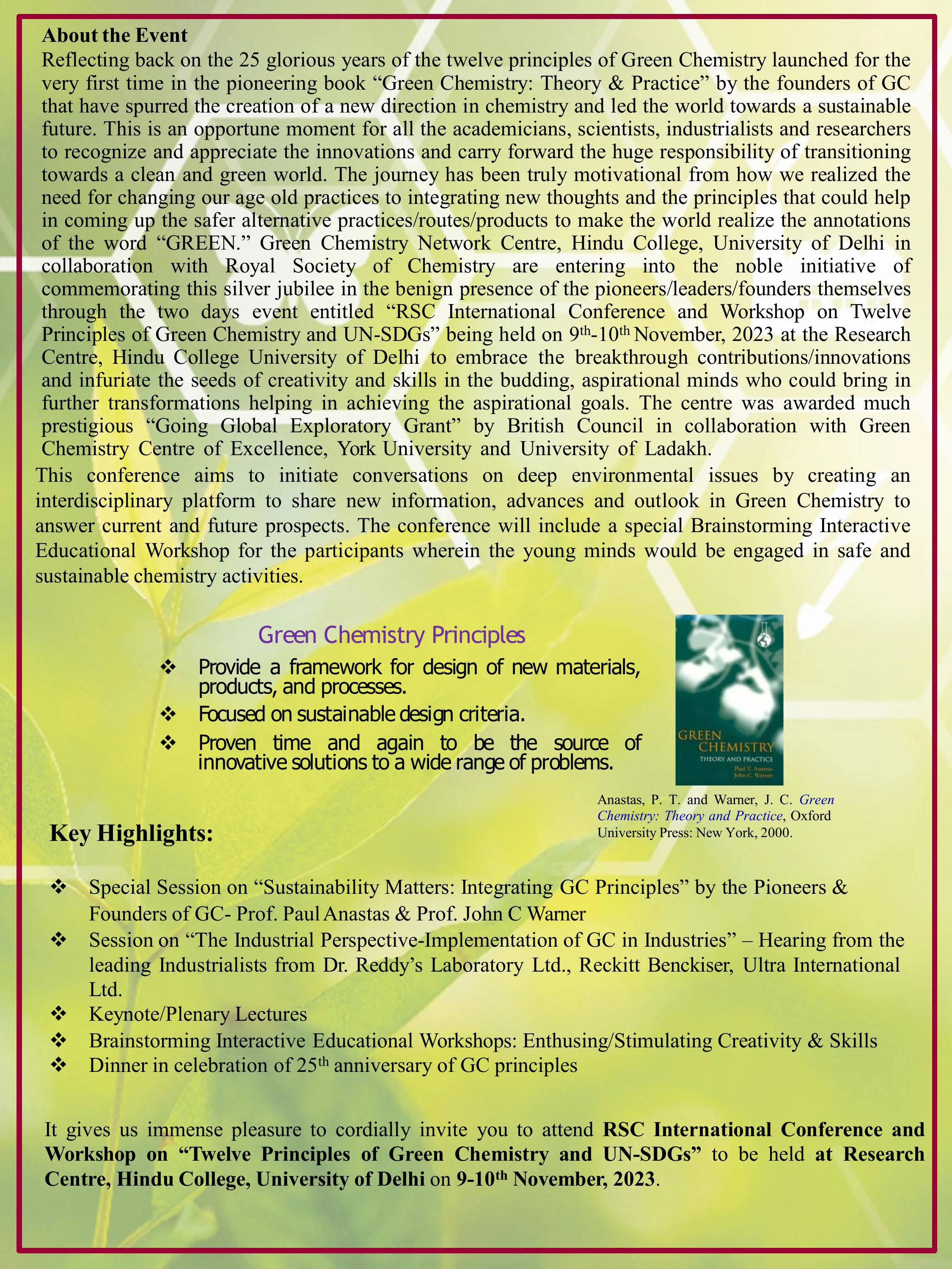 Conference flyer, 9–10 November — page 2